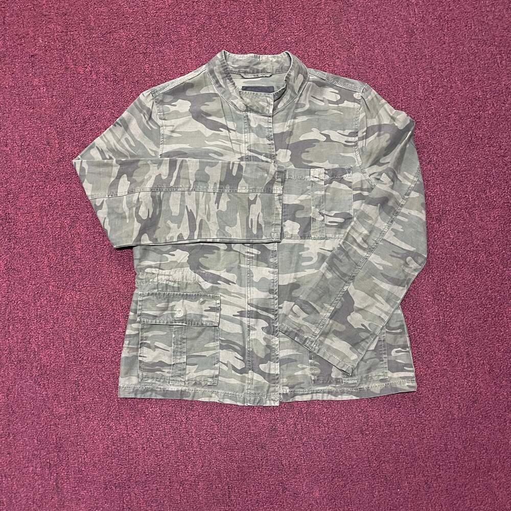 Sanctuary Women's Camouflage Lightweight Utility Jacket with Frayed Hem